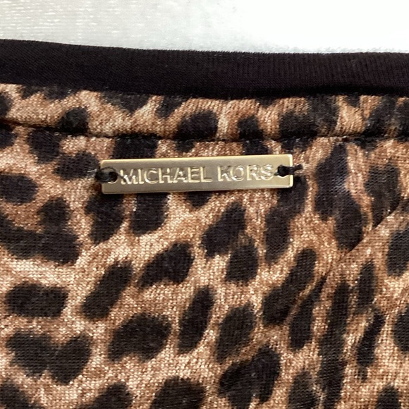 Michael Kors Long Sleeve Leopard Cheetah Print Top Chiffon Trim M - Picture 3 of 5